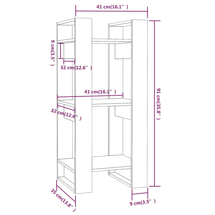 Boekenkast/Kamerscherm 4X35X9 Cm Massief Grenenhout