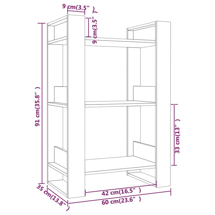 Boekenkast/Kamerscherm 60X35X9 Cm Massief Grenenhout