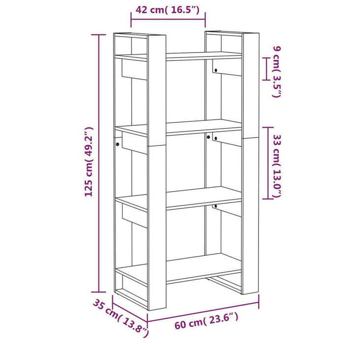 Boekenkast/Kamerscherm 60X35X125 Cm Massief Grenenhout