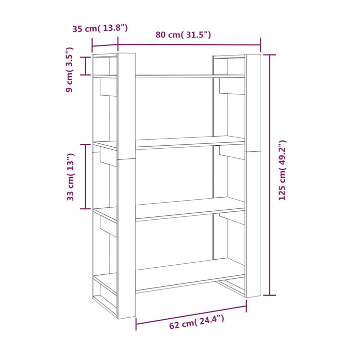 Boekenkast/Kamerscherm 80X25X25 Cm Massief Grenenhout