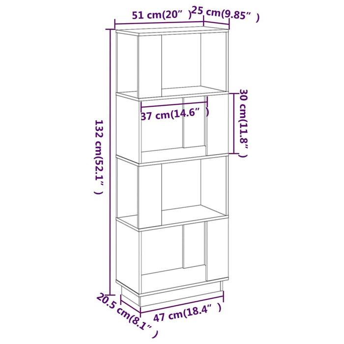 Boekenkast/Kamerscherm 51X25X132 Cm Grenenhout