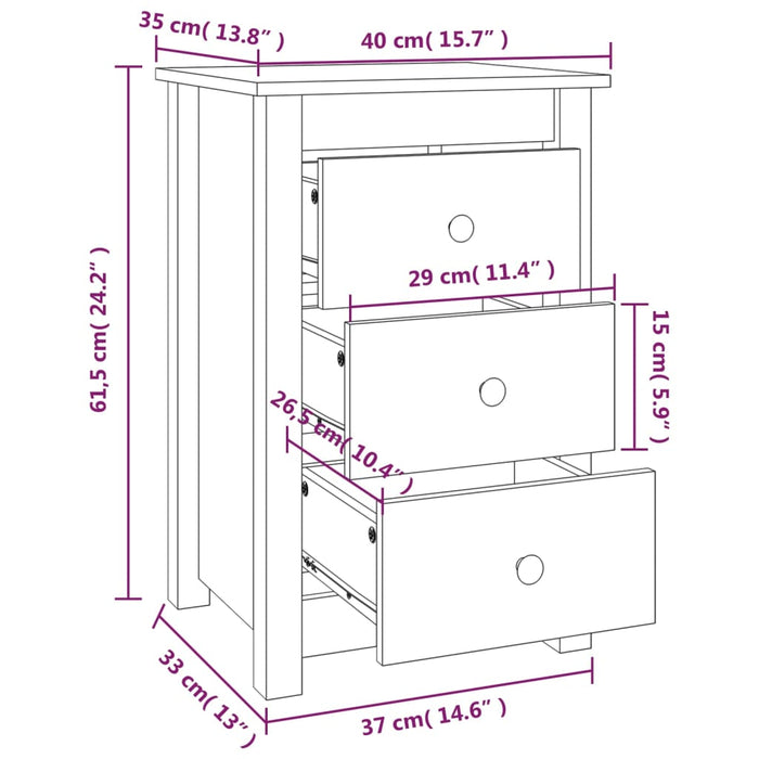 Nachtkastjes 40X35X61,5 Cm Massief Grenenhout