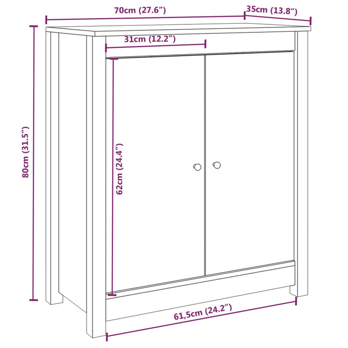 Dressoir 70X35X80 Cm Massief Grenenhout