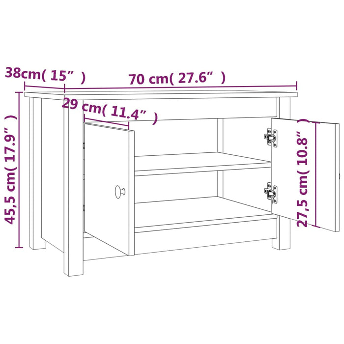 Schoenenkast 70X38X45,5 Cm Massief Grenenhout Naturel