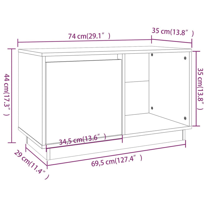 Tv-Meubel 74X35X44 Cm Massief Grenenhout