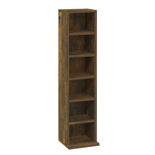 Cd-Kast 21X20X88 Cm Bewerkt Hout Gerookt Eikenkleurig