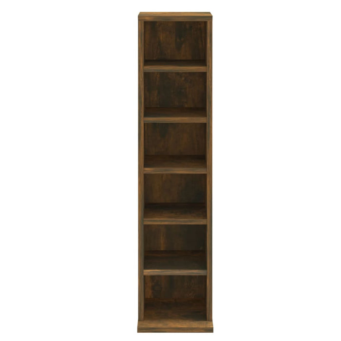 Cd-Kast 21X20X88 Cm Bewerkt Hout Gerookt Eikenkleurig