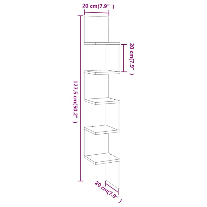 Hoekwandschap 20X20X127,5 Cm Bewerkt Hout