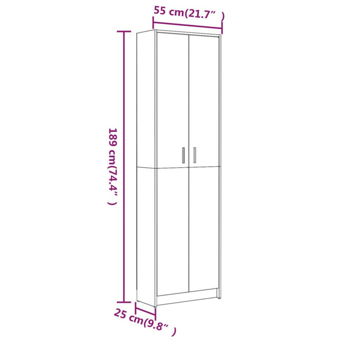 Gangkast 55X25X189 Cm Bewerkt Hout Gerookt Eikenkleurig