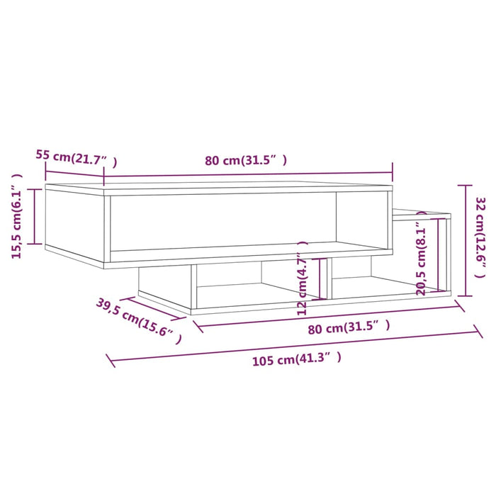 Salontafel 105X55X32 Cm Bewerkt Hout