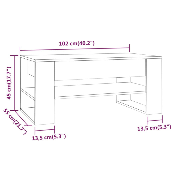 Salontafel 102X55X45 Cm Bewerkt Hout