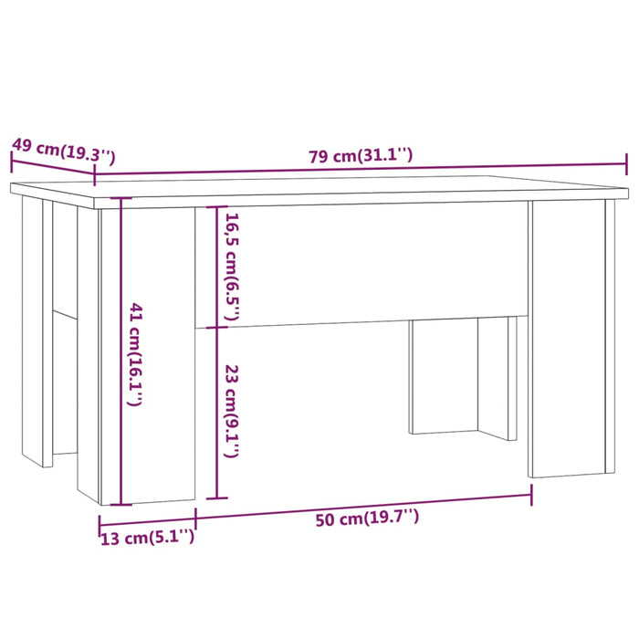 Salontafel 79X49X41 Cm Bewerkt Hout Kleurig