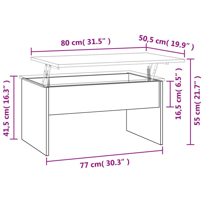 Salontafel 80X50,5X41,5 Cm Bewerkt Hout Eikenkleur