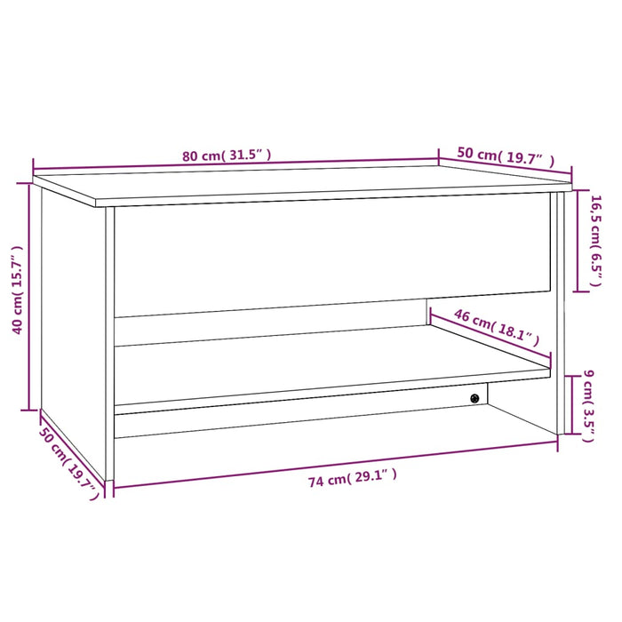 Salontafel 80X50X40 Cm Bewerkt Hout