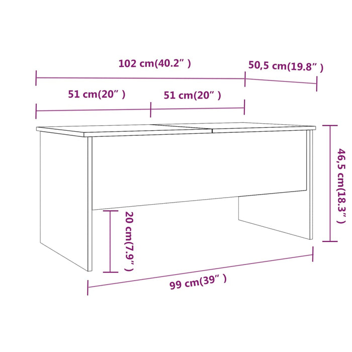 Salontafel 102X50,5X46,5 Cm Bewerkt Hout