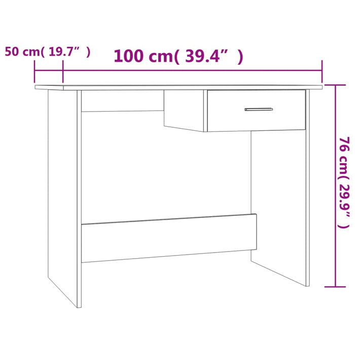 Bureau 100X50X76 Cm Bewerkt Hout Bruin Eikenkleur