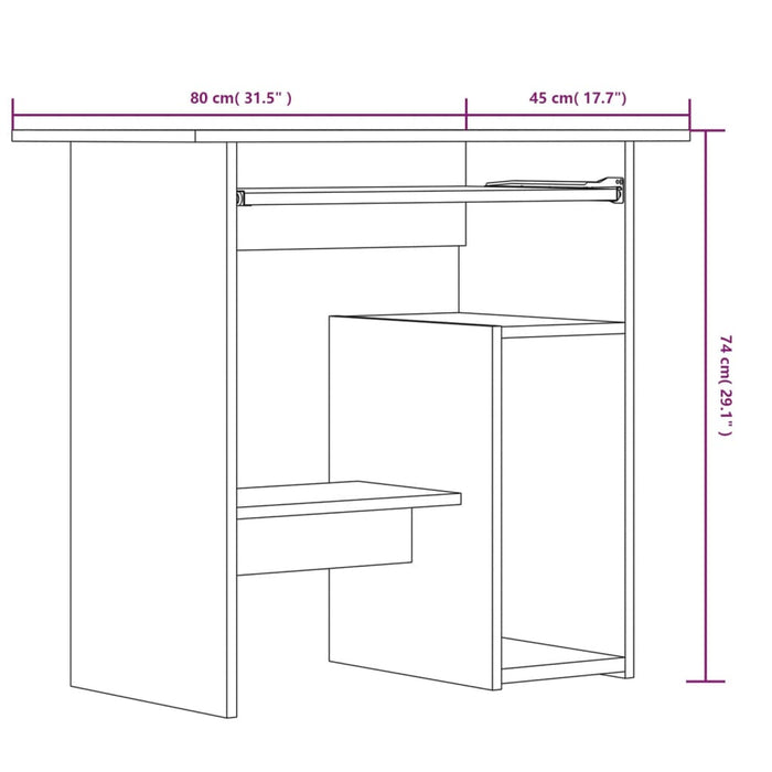 Bureau 80X45X74 Cm Bewerkt Hout Kleurig