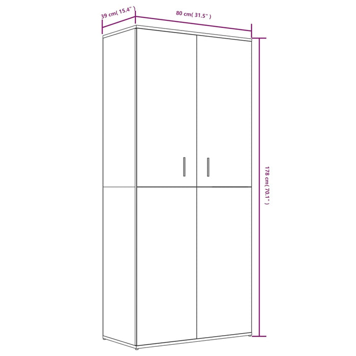 Schoenenkast 80X39X78 Cm Bewerkt Hout Kleurig Gerookt Eiken