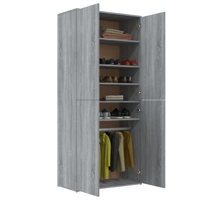 Schoenenkast 80X39X78 Cm Bewerkt Hout Eikenkleur Grijs Sonoma