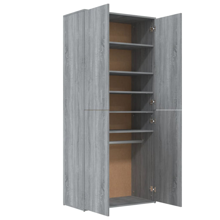 Schoenenkast 80X39X78 Cm Bewerkt Hout Eikenkleur Grijs Sonoma