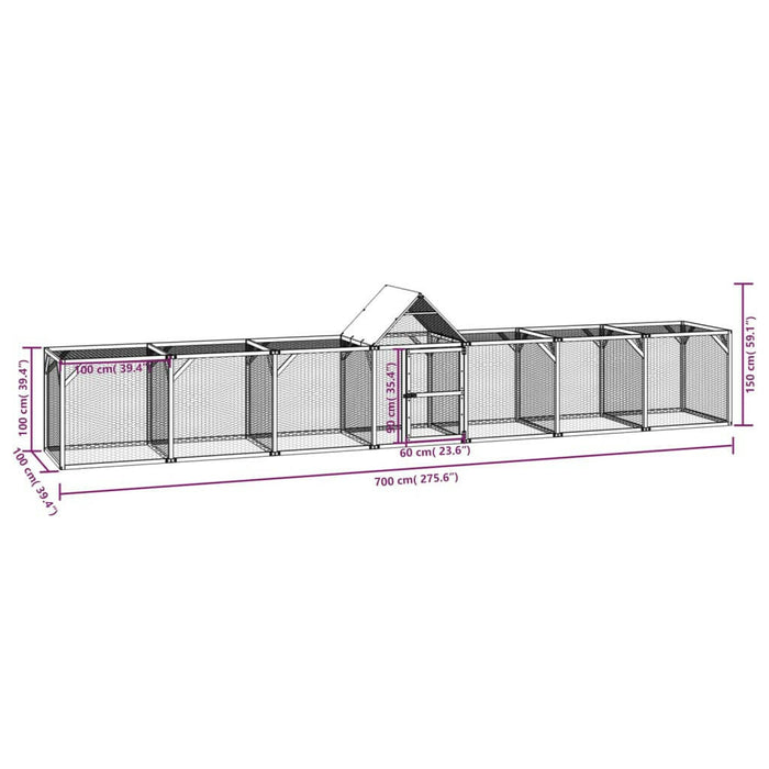 Kippenhok 700X100X150 Cm Geïmpregneerd Massief Grenenhout