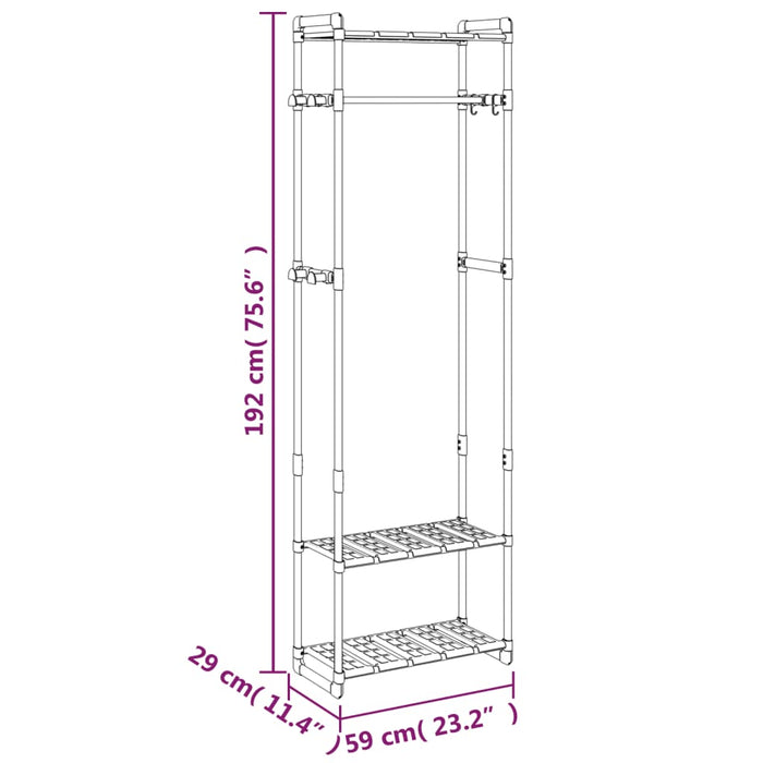 Kledingrek 3-Laags 59X29X192 Cm Aluminium Zilverkleurig