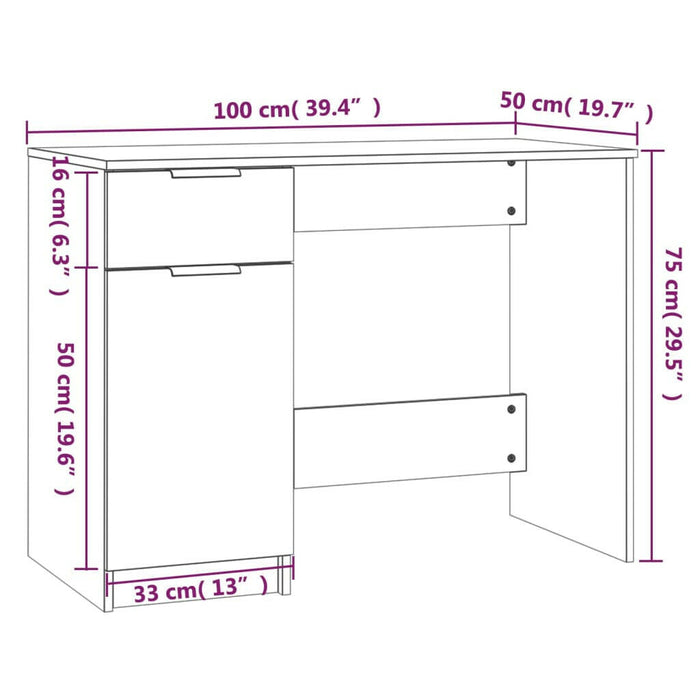 Bureau 100X50X75 Cm Bewerkt Hout Sonoma Eikenkleurig