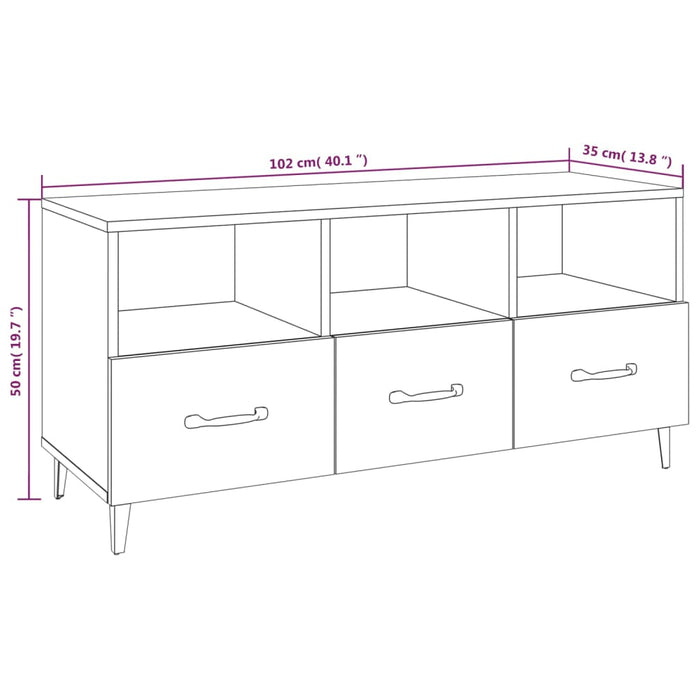 Tv-Meubel 02X35X50 Cm Bewerkt Hout