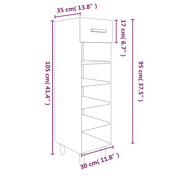 Schoenenkast 30X35X05 Cm Bewerkt Hout Wit