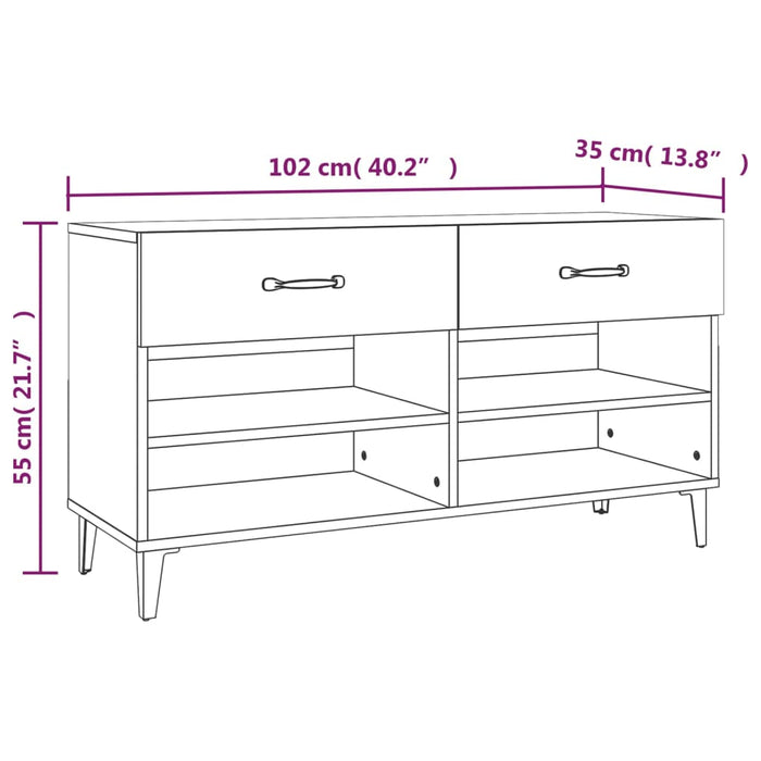 Schoenenkast 02X35X55 Cm Bewerkt Hout Wit