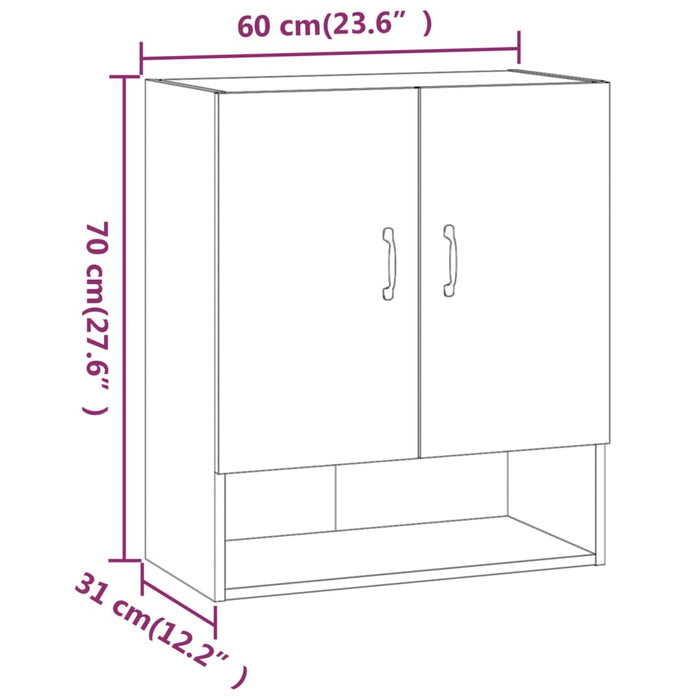 Wandkast 60X3X70 Cm Bewerkt Hout