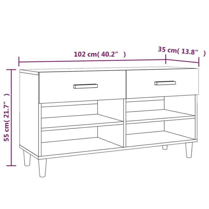 Schoenenkast 02X35X55 Cm Bewerkt Hout Kleurig Gerookt Eiken