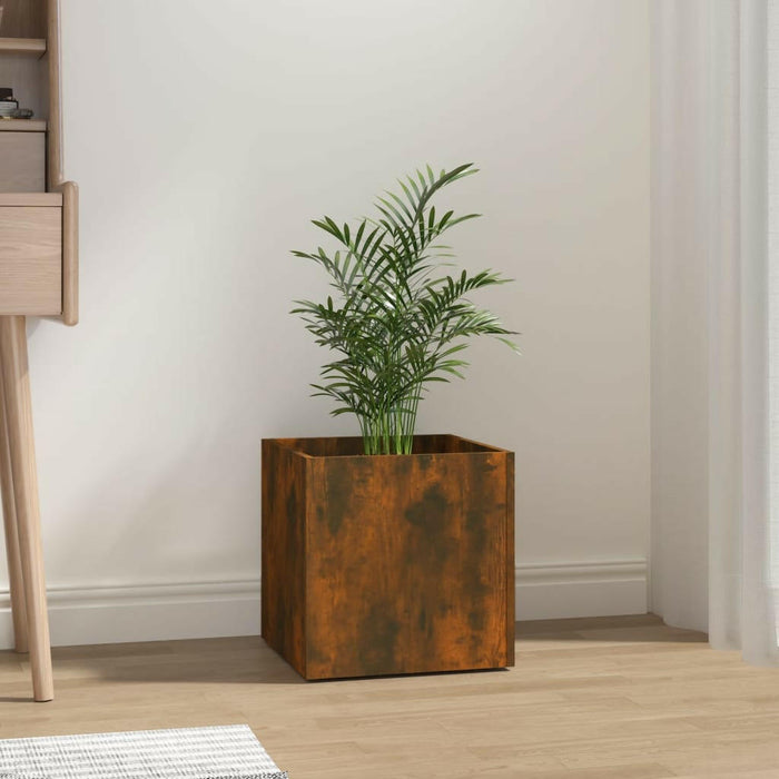 Plantenbak 40X40X40 Cm Bewerkt Hout Gerookt Eikenkleurig