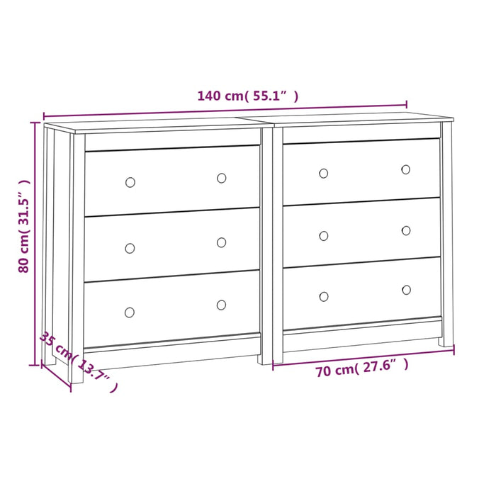 Dressoir 140X35X80 Cm Massief Grenenhout