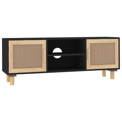 Tv-Meubel 05X30X40 Cm Massief Grenenhout En Rattan