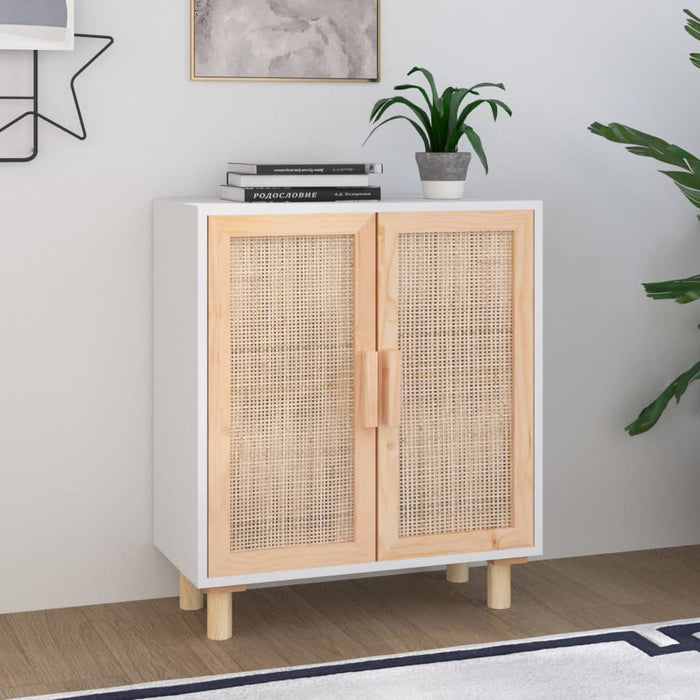 Dressoir 60X30X70 Cm Massief Grenen Hout En Rattan