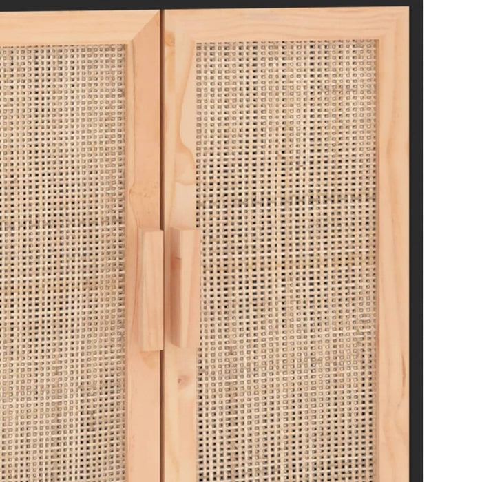 Dressoir 60X30X70 Cm Massief Grenen Hout En Rattan