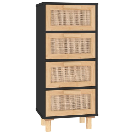 Dressoir 40X30X90 Cm Massief Grenen Hout En Rattan