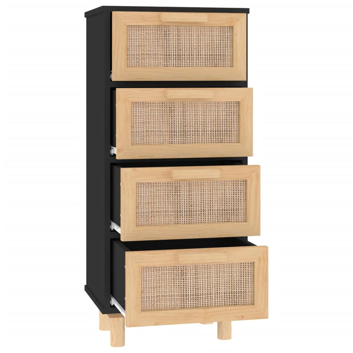 Dressoir 40X30X90 Cm Massief Grenen Hout En Rattan