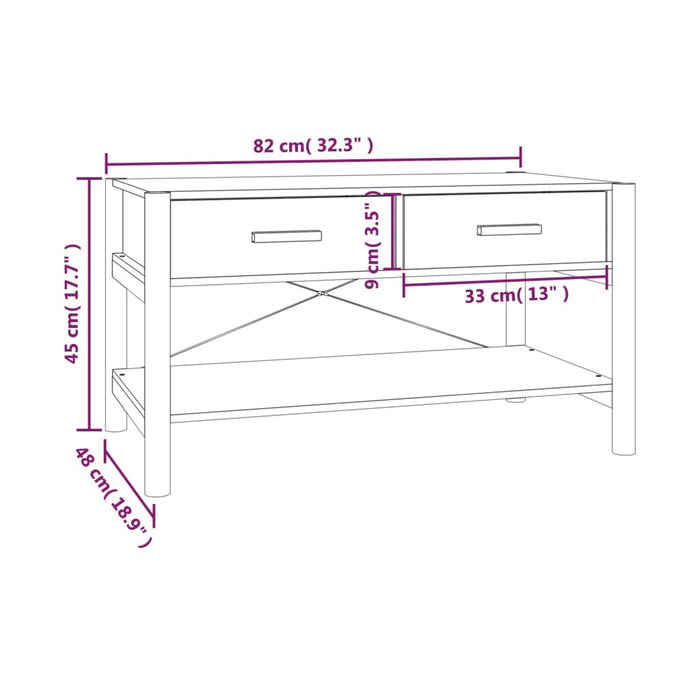 Salontafel 82X48X45 Cm Bewerkt Hout