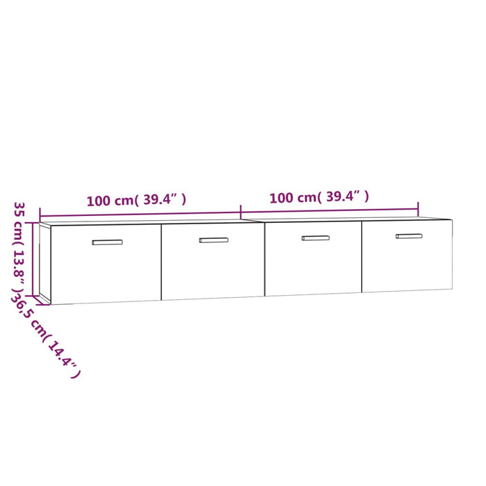 Wandkasten 2 St 00X36,5X35 Cm Bewerkt Hout Bruin Eikenkleur