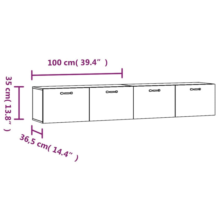 Wandkasten 2 St 00X36,5X35 Cm Bewerkt Hout Kleurig Sonoma Eiken