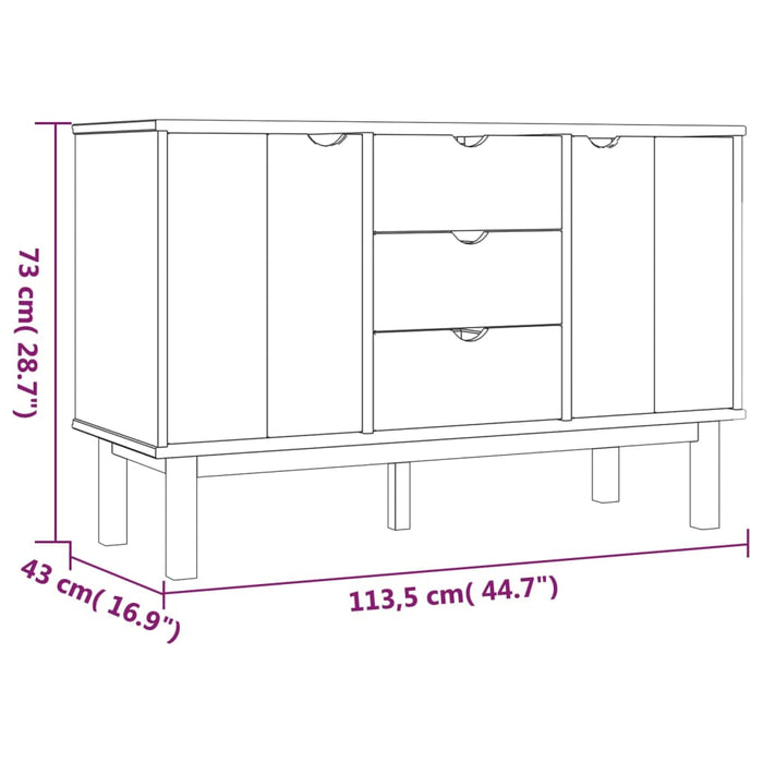 Dressoir Otta 113,5X43X73 Cm Massief Grenenhout