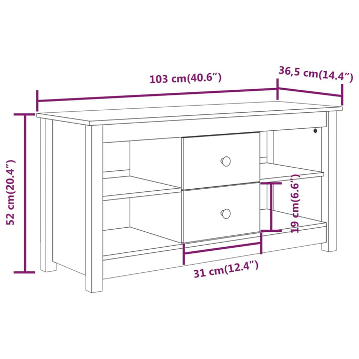 Tv-Meubel 03X36,5X52 Cm Massief Grenenhout