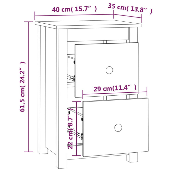 Nachtkastjes 40X35X61,5 Cm Massief Grenenhout