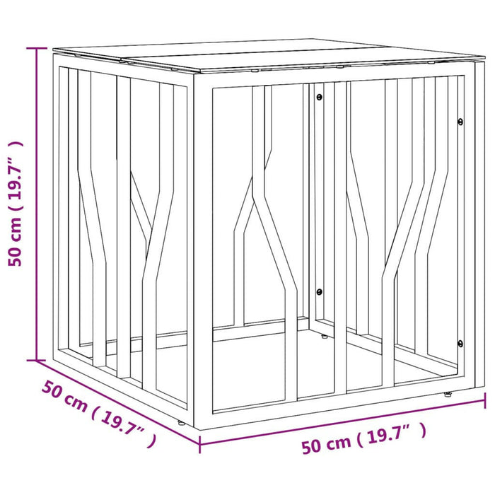 Salontafel 50X50X50 Cm Roestvrij Staal En Glas Zilverkleurig