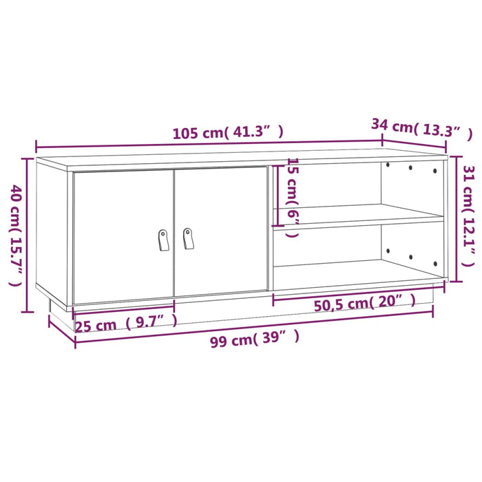 Tv-Meubel 105X34X40 Cm Massief Grenenhout