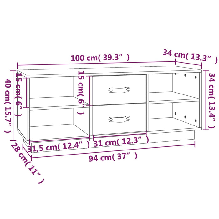 Tv-Meubel 00X34X40 Cm Massief Grenenhout