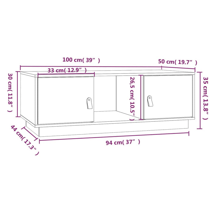 Salontafel 100X50X35 Cm Massief Grenenhout