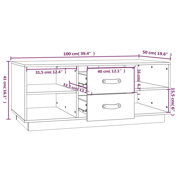 Salontafel 100X50X41 Cm Massief Grenenhout